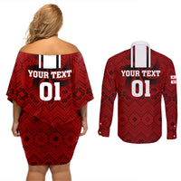 Custom Georgia Rugby Couples Matching Off Shoulder Short Dress and Long Sleeve Button Shirts The Lelos Go 2023 World Cup - Wonder Print Shop