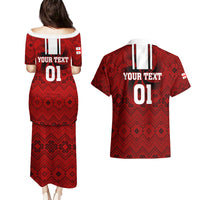 Custom Georgia Rugby Couples Matching Puletasi Dress and Hawaiian Shirt The Lelos Go 2023 World Cup - Wonder Print Shop