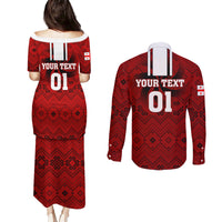 Custom Georgia Rugby Couples Matching Puletasi Dress and Long Sleeve Button Shirts The Lelos Go 2023 World Cup - Wonder Print Shop