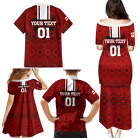 Custom Georgia Rugby Family Matching Puletasi Dress and Hawaiian Shirt The Lelos Go 2023 World Cup - Wonder Print Shop