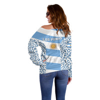 Argentina Rugby Off Shoulder Sweater Los Pumas Go 2023 World Cup - Wonder Print Shop
