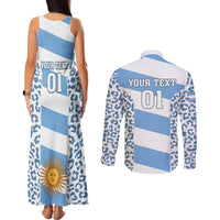 Custom Argentina Rugby Couples Matching Tank Maxi Dress and Long Sleeve Button Shirts Los Pumas Go 2023 World Cup - Wonder Print Shop
