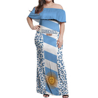 Custom Argentina Rugby Off Shoulder Maxi Dress Los Pumas Go 2023 World Cup - Wonder Print Shop