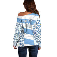 Custom Argentina Rugby Off Shoulder Sweater Los Pumas Go 2023 World Cup - Wonder Print Shop