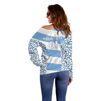 Custom Argentina Rugby Off Shoulder Sweater Los Pumas Go 2023 World Cup - Wonder Print Shop