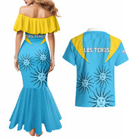 Uruguay Rugby Couples Matching Mermaid Dress and Hawaiian Shirt Los Teros Go 2023 World Cup - Wonder Print Shop