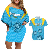 Uruguay Rugby Couples Matching Off Shoulder Short Dress and Hawaiian Shirt Los Teros Go 2023 World Cup - Wonder Print Shop