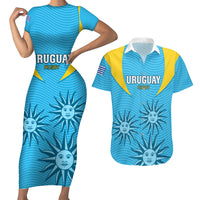 Uruguay Rugby Couples Matching Short Sleeve Bodycon Dress and Hawaiian Shirt Los Teros Go 2023 World Cup - Wonder Print Shop