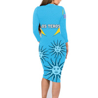 Uruguay Rugby Family Matching Long Sleeve Bodycon Dress and Hawaiian Shirt Los Teros Go 2023 World Cup - Wonder Print Shop