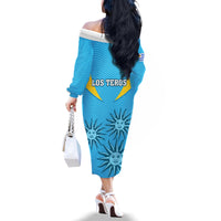 Uruguay Rugby Family Matching Off Shoulder Long Sleeve Dress and Hawaiian Shirt Los Teros Go 2023 World Cup - Wonder Print Shop