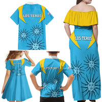 Uruguay Rugby Family Matching Off Shoulder Maxi Dress and Hawaiian Shirt Los Teros Go 2023 World Cup - Wonder Print Shop