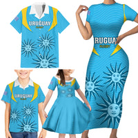 Uruguay Rugby Family Matching Short Sleeve Bodycon Dress and Hawaiian Shirt Los Teros Go 2023 World Cup - Wonder Print Shop