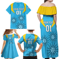 Custom Uruguay Rugby Family Matching Off Shoulder Maxi Dress and Hawaiian Shirt Los Teros Go 2023 World Cup - Wonder Print Shop