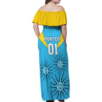 Custom Uruguay Rugby Family Matching Off Shoulder Maxi Dress and Hawaiian Shirt Los Teros Go 2023 World Cup - Wonder Print Shop