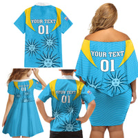 Custom Uruguay Rugby Family Matching Off Shoulder Short Dress and Hawaiian Shirt Los Teros Go 2023 World Cup - Wonder Print Shop
