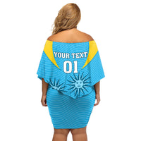 Custom Uruguay Rugby Family Matching Off Shoulder Short Dress and Hawaiian Shirt Los Teros Go 2023 World Cup - Wonder Print Shop