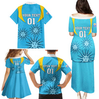 Custom Uruguay Rugby Family Matching Puletasi Dress and Hawaiian Shirt Los Teros Go 2023 World Cup - Wonder Print Shop