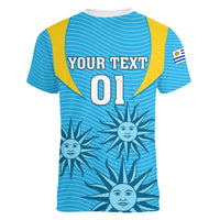 Custom Uruguay Rugby Women V Neck T Shirt Los Teros Go 2023 World Cup - Wonder Print Shop