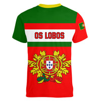 Portugal Rugby Women V Neck T Shirt Os Lobos Go 2023 World Cup - Wonder Print Shop