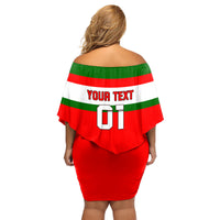 Custom Portugal Rugby Family Matching Off Shoulder Short Dress and Hawaiian Shirt Os Lobos Go 2023 World Cup - Wonder Print Shop