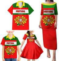 Custom Portugal Rugby Family Matching Puletasi Dress and Hawaiian Shirt Os Lobos Go 2023 World Cup - Wonder Print Shop
