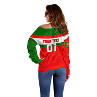 Custom Portugal Rugby Off Shoulder Sweater Os Lobos Go 2023 World Cup - Wonder Print Shop