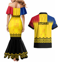 Romania Rugby Couples Matching Mermaid Dress and Hawaiian Shirt Stejarii Go 2023 World Cup - Wonder Print Shop