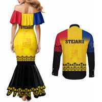 romania-rugby-couples-matching-mermaid-dress-and-long-sleeve-button-shirts-stejarii-go-2023-world-cup