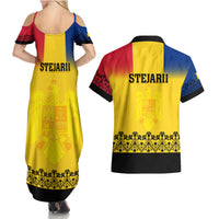 Romania Rugby Couples Matching Summer Maxi Dress and Hawaiian Shirt Stejarii Go 2023 World Cup - Wonder Print Shop