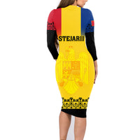 Romania Rugby Family Matching Long Sleeve Bodycon Dress and Hawaiian Shirt Stejarii Go 2023 World Cup - Wonder Print Shop