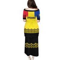 Romania Rugby Family Matching Puletasi Dress and Hawaiian Shirt Stejarii Go 2023 World Cup - Wonder Print Shop