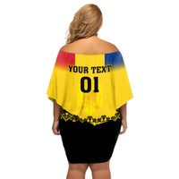 Custom Romania Rugby Family Matching Off Shoulder Short Dress and Hawaiian Shirt Stejarii Go 2023 World Cup - Wonder Print Shop