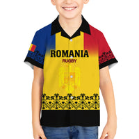 Custom Romania Rugby Family Matching Short Sleeve Bodycon Dress and Hawaiian Shirt Stejarii Go 2023 World Cup - Wonder Print Shop