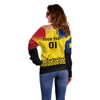 Custom Romania Rugby Off Shoulder Sweater Stejarii Go 2023 World Cup - Wonder Print Shop