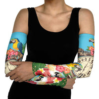 Personalized It's 5 o'clock Somewhere Arm Sleeves Hawaiian Tropical Parrots - Wonder Print Shop