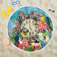 It's 5 o'clock Somewhere Beach Blanket Hawaiian Tropical Parrots - Wonder Print Shop