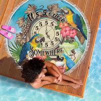 It's 5 o'clock Somewhere Beach Blanket Hawaiian Tropical Parrots - Wonder Print Shop