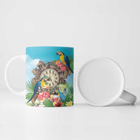 Personalized It's 5 o'clock Somewhere Ceramic Mug Hawaiian Tropical Parrots - Wonder Print Shop