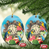 It's 5 o'clock Somewhere Ceramic Ornament Hawaiian Tropical Parrots - Wonder Print Shop