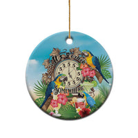 It's 5 o'clock Somewhere Ceramic Ornament Hawaiian Tropical Parrots - Wonder Print Shop