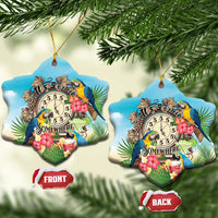 It's 5 o'clock Somewhere Ceramic Ornament Hawaiian Tropical Parrots - Wonder Print Shop