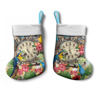 It's 5 o'clock Somewhere Christmas Stocking Hawaiian Tropical Parrots - Wonder Print Shop