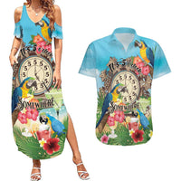 Personalized It's 5 o'clock Somewhere Couples Matching Summer Maxi Dress and Hawaiian Shirt Hawaiian Tropical Parrots - Wonder Print Shop