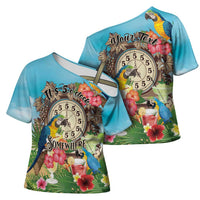 Personalized It's 5 o'clock Somewhere Cross Shoulder Shirt Hawaiian Tropical Parrots - Wonder Print Shop