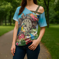 Personalized It's 5 o'clock Somewhere Cross Shoulder Shirt Hawaiian Tropical Parrots - Wonder Print Shop