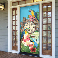 Personalized It's 5 o'clock Somewhere Door Cover Hawaiian Tropical Parrots - Wonder Print Shop