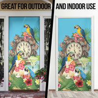 Personalized It's 5 o'clock Somewhere Door Cover Hawaiian Tropical Parrots - Wonder Print Shop