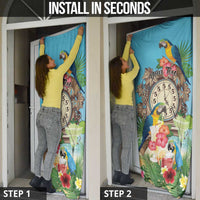 Personalized It's 5 o'clock Somewhere Door Cover Hawaiian Tropical Parrots - Wonder Print Shop