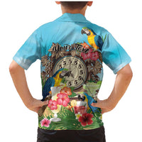 Personalized It's 5 o'clock Somewhere Family Matching Mermaid Dress and Hawaiian Shirt Hawaiian Tropical Parrots - Wonder Print Shop