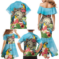 Personalized It's 5 o'clock Somewhere Family Matching Mermaid Dress and Hawaiian Shirt Hawaiian Tropical Parrots - Wonder Print Shop